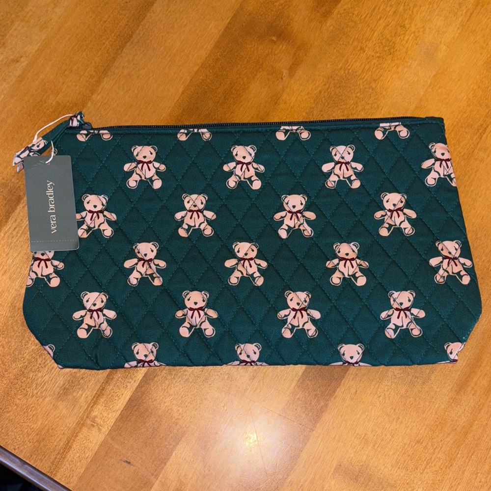 Vera Bradley Teal Quilted Pouch with Teddy Bears